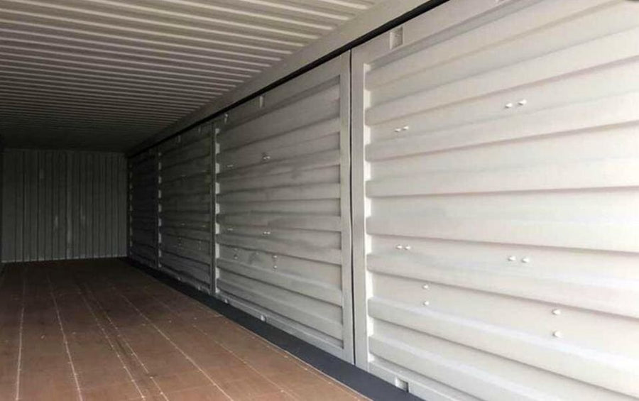 Contentor preto com acesso lateral total de 40 pés cúbicos de altura (9′ 6″ de altura)